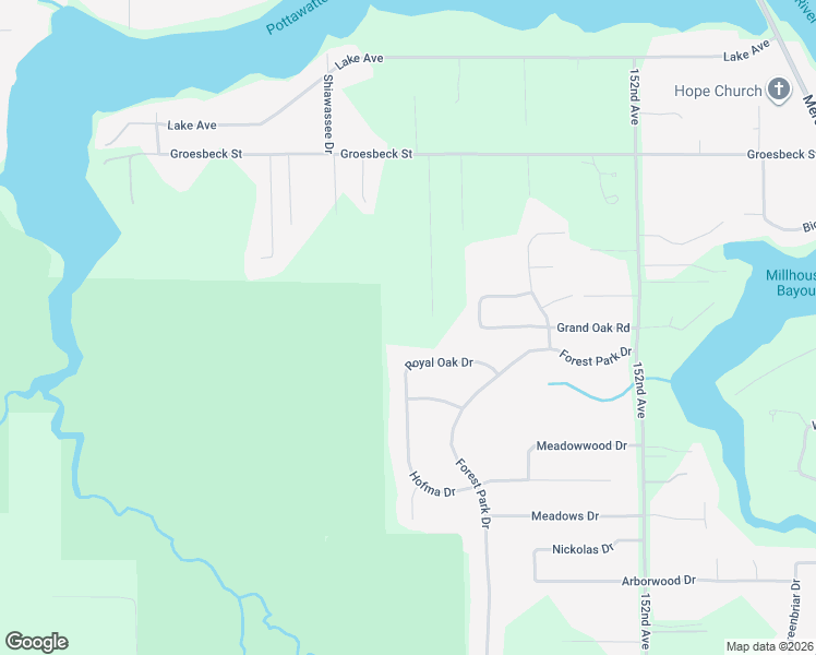 map of restaurants, bars, coffee shops, grocery stores, and more near 15515 Royal Oak Drive in Grand Haven