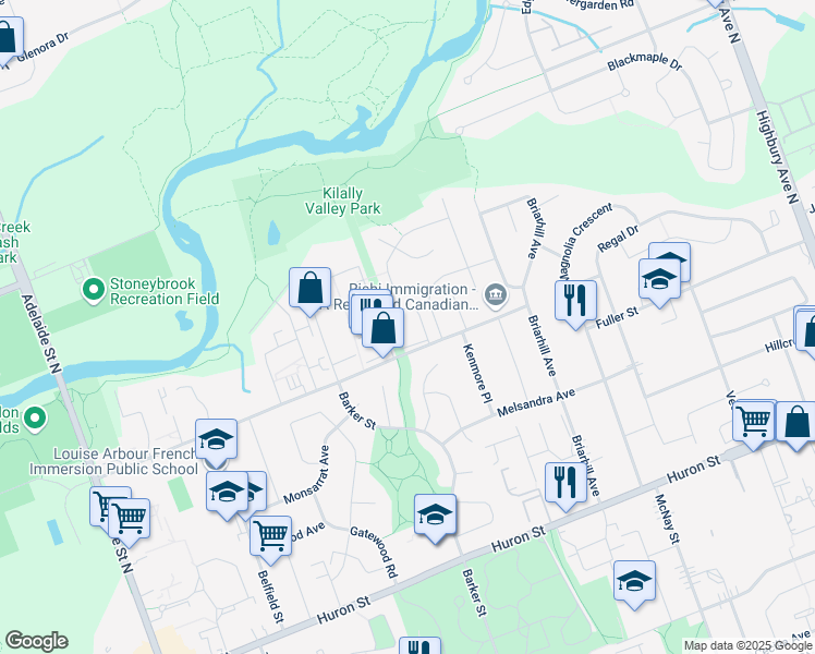 map of restaurants, bars, coffee shops, grocery stores, and more near 1090 Kipps Lane in London