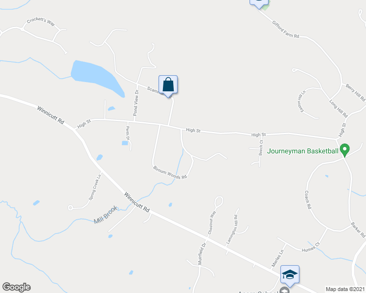 map of restaurants, bars, coffee shops, grocery stores, and more near Birnum Woods Road in Stratham