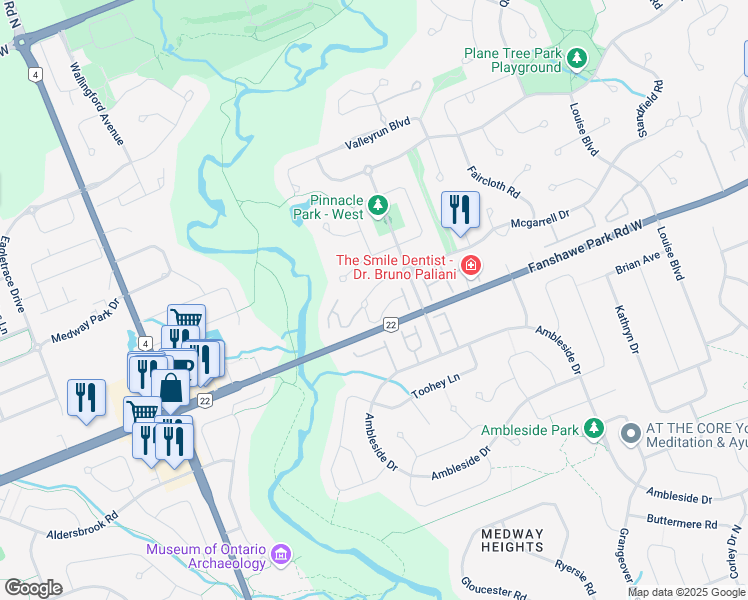 map of restaurants, bars, coffee shops, grocery stores, and more near 565 Mcgarrell Place in London