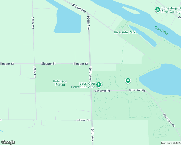 map of restaurants, bars, coffee shops, grocery stores, and more near 13939 104th Avenue in Grand Haven