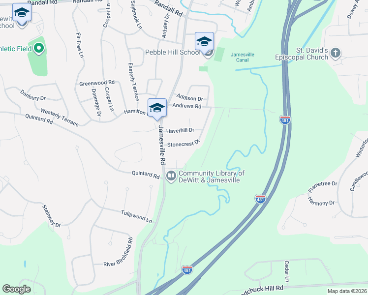 map of restaurants, bars, coffee shops, grocery stores, and more near 5146 Jamesville Road in Jamesville
