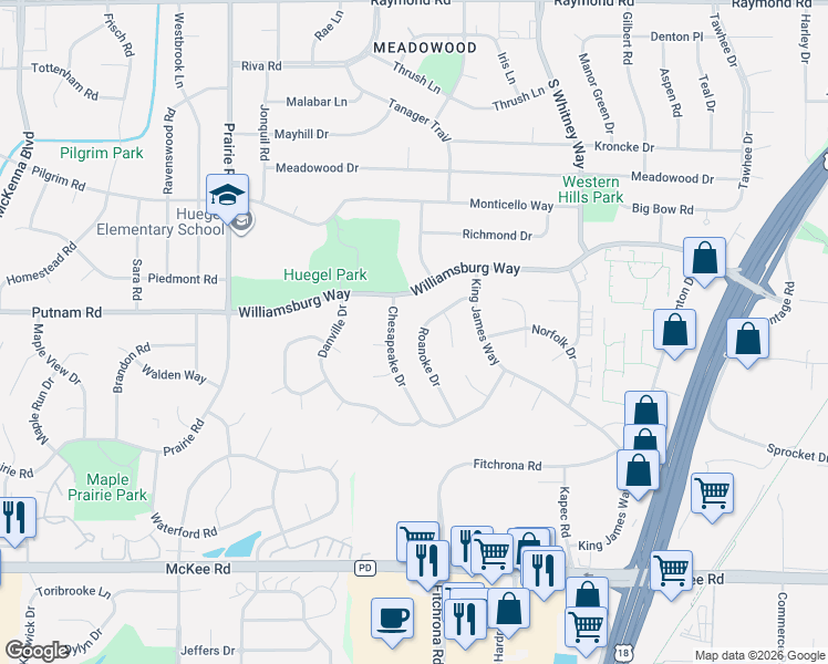 map of restaurants, bars, coffee shops, grocery stores, and more near 5822 Roanoke Drive in Fitchburg
