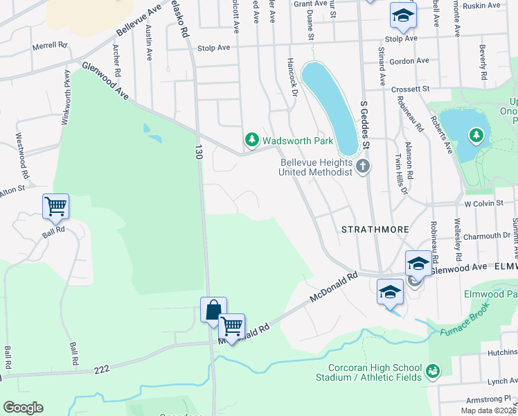 map of restaurants, bars, coffee shops, grocery stores, and more near 5150 Jupiter Inlet Way in Syracuse