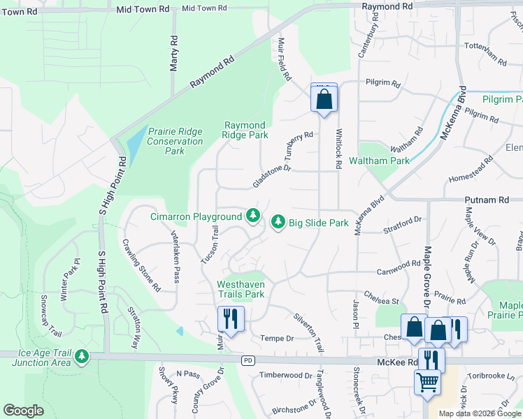 map of restaurants, bars, coffee shops, grocery stores, and more near 4 Corona Court in Madison