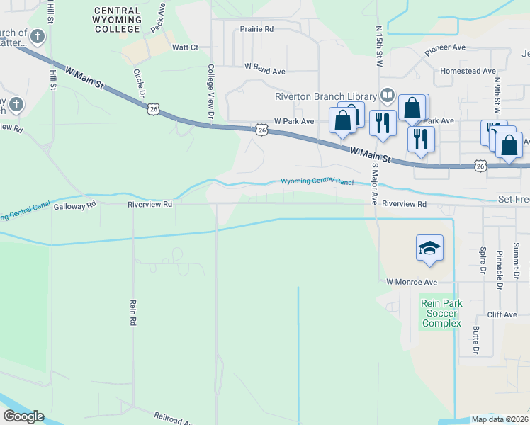 map of restaurants, bars, coffee shops, grocery stores, and more near 1810 Riverview Rd in Riverton
