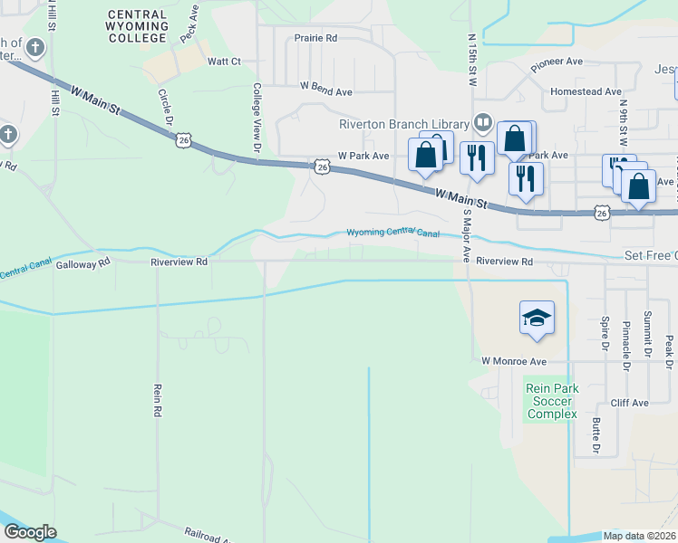 map of restaurants, bars, coffee shops, grocery stores, and more near 1810 Riverview Rd in Riverton