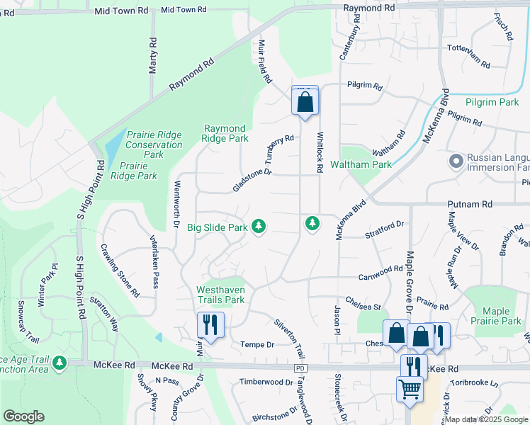 map of restaurants, bars, coffee shops, grocery stores, and more near 17 Corona Court in Madison