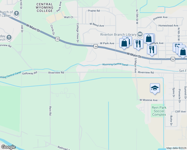 map of restaurants, bars, coffee shops, grocery stores, and more near 1810 Riverview Rd in Riverton