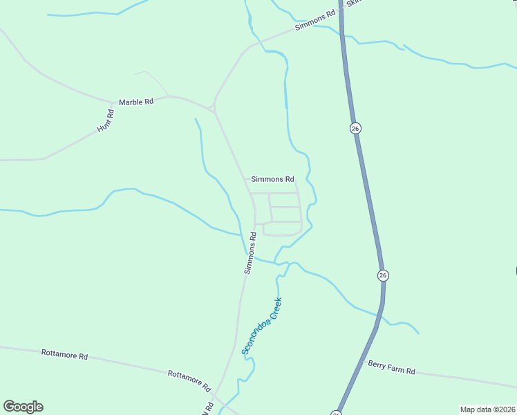 map of restaurants, bars, coffee shops, grocery stores, and more near 3292 Simmons Road in Vernon Center