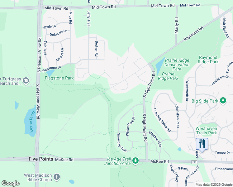 map of restaurants, bars, coffee shops, grocery stores, and more near 7929 Oak View Drive in Madison