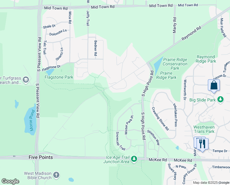 map of restaurants, bars, coffee shops, grocery stores, and more near 7929 Oak View Drive in Madison