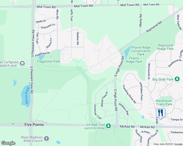 map of restaurants, bars, coffee shops, grocery stores, and more near 7929 Oak View Drive in Madison