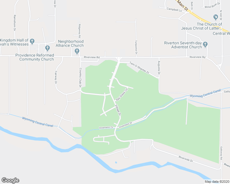 map of restaurants, bars, coffee shops, grocery stores, and more near 427 Village Drive in Riverton