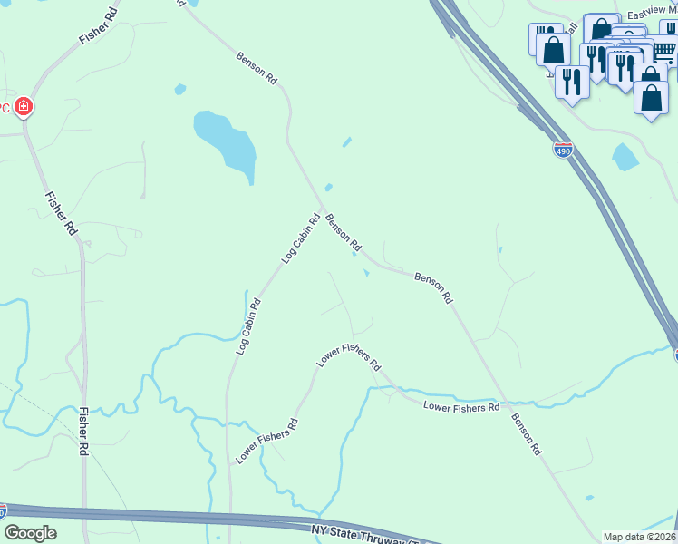 map of restaurants, bars, coffee shops, grocery stores, and more near 333 Thornbush Drive in Victor