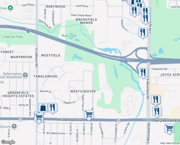 map of restaurants, bars, coffee shops, grocery stores, and more near 825 Post Road in Brookfield