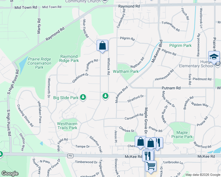 map of restaurants, bars, coffee shops, grocery stores, and more near 18 Hastings Circle in Madison