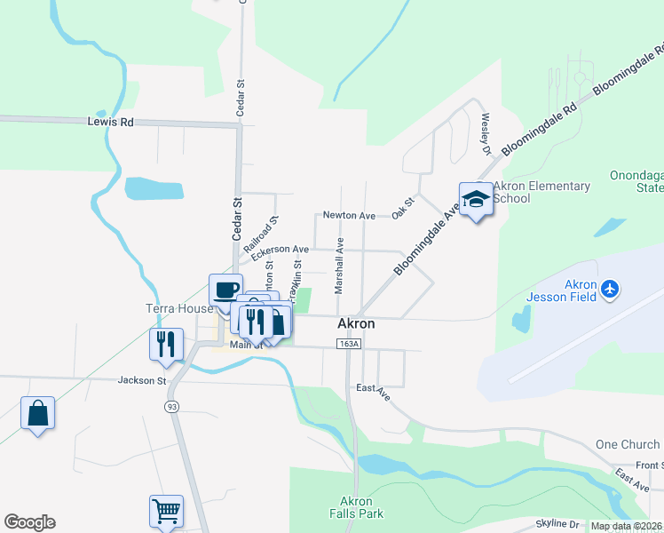 map of restaurants, bars, coffee shops, grocery stores, and more near 22 Marshall Ave in Akron
