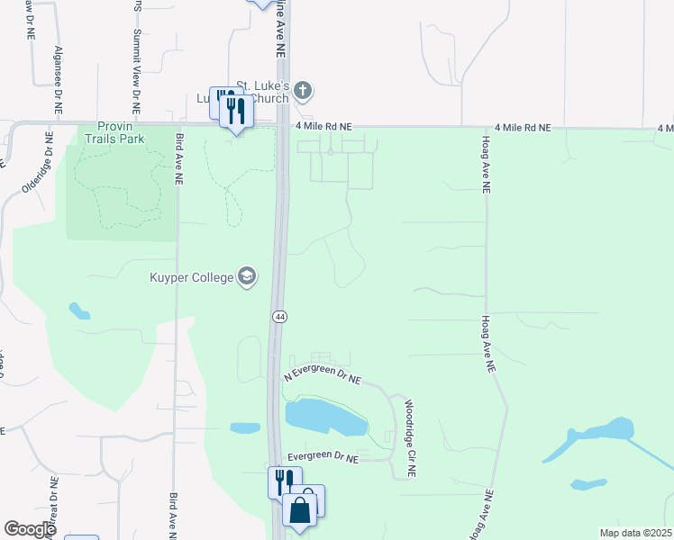 map of restaurants, bars, coffee shops, grocery stores, and more near 3300 East Beltline Avenue Northeast in Grand Rapids