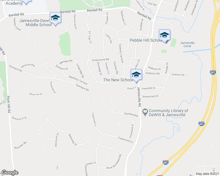 map of restaurants, bars, coffee shops, grocery stores, and more near 505 Hamilton Parkway in Syracuse