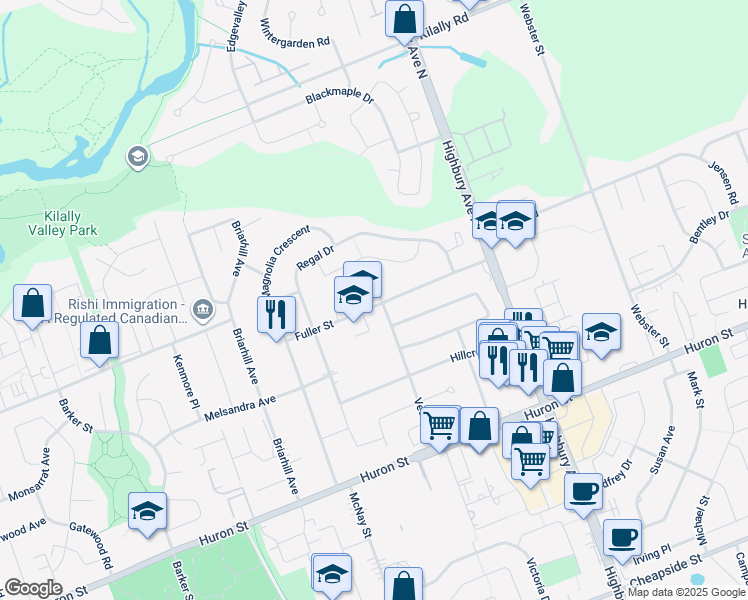 map of restaurants, bars, coffee shops, grocery stores, and more near 371 Vesta Place in London