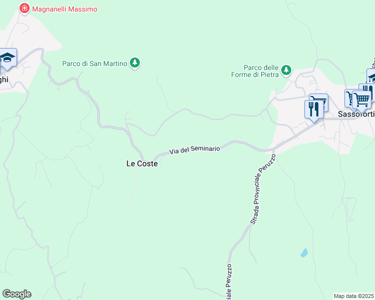 map of restaurants, bars, coffee shops, grocery stores, and more near 16 Via del Seminario in Provincia di Grosseto