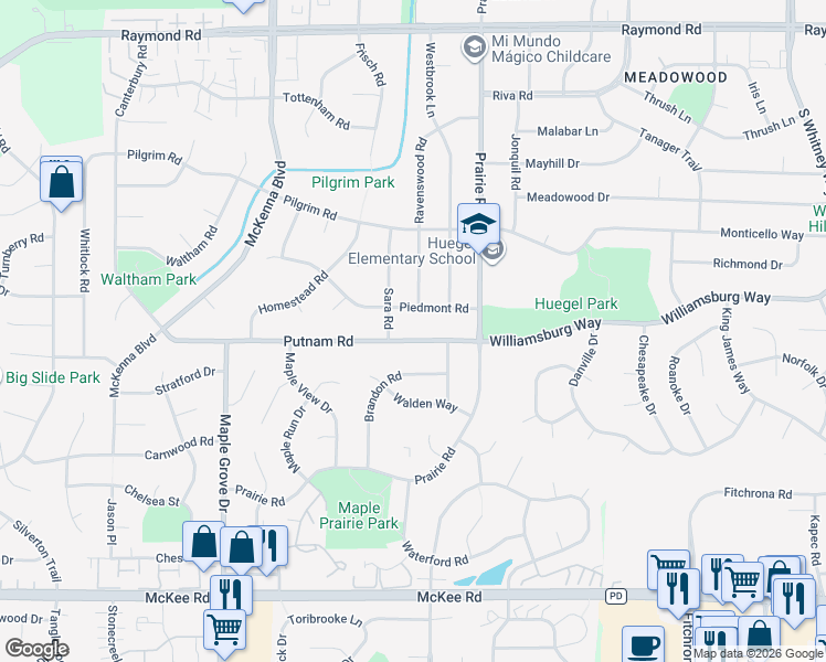 map of restaurants, bars, coffee shops, grocery stores, and more near 6302 Putnam Road in Madison