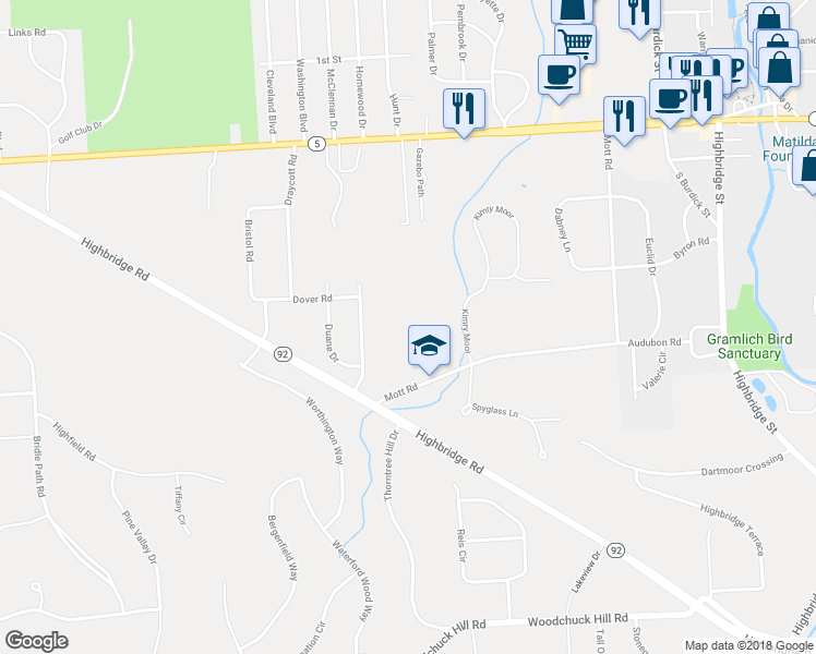 map of restaurants, bars, coffee shops, grocery stores, and more near 7173 Mott Road in Fayetteville