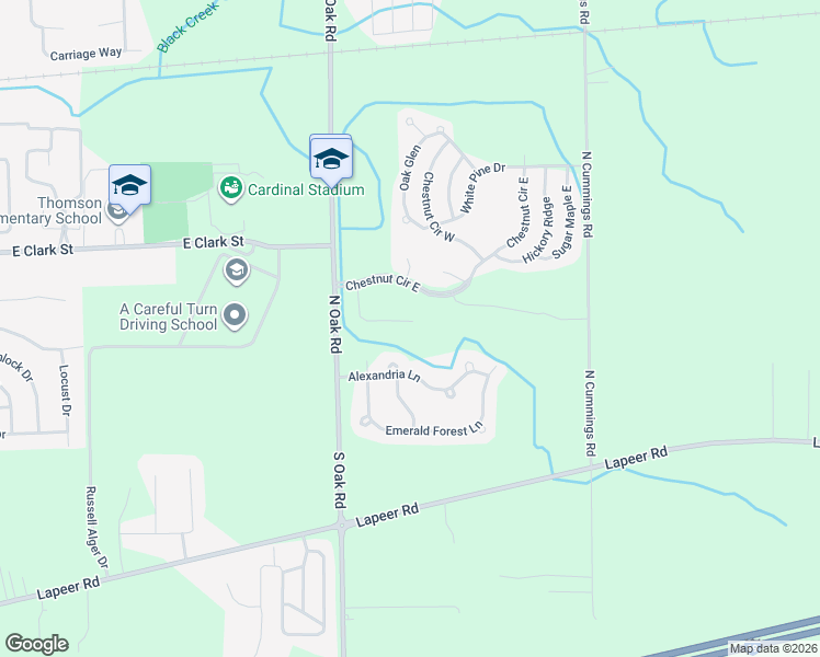 map of restaurants, bars, coffee shops, grocery stores, and more near 11081 Alexandria Lane in Davison