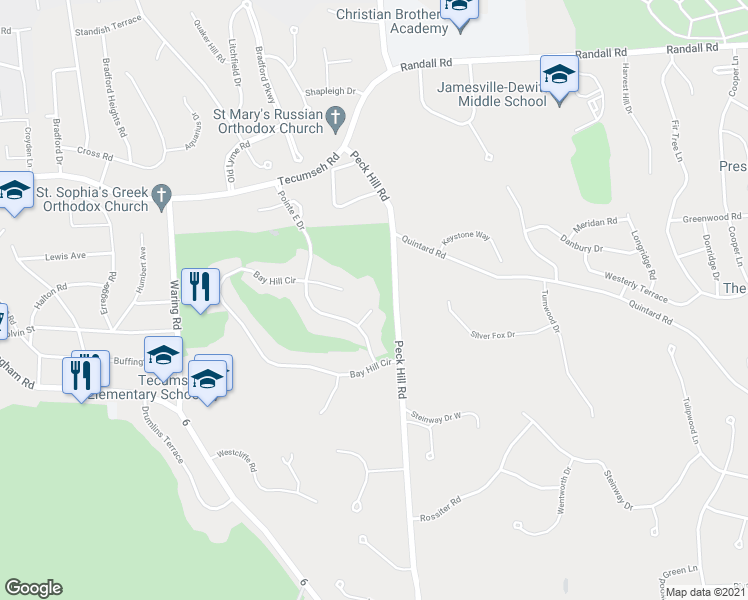 map of restaurants, bars, coffee shops, grocery stores, and more near 5212 Hook Circle in Jamesville