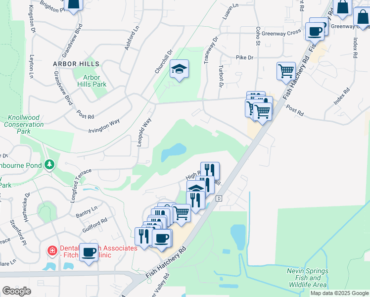 map of restaurants, bars, coffee shops, grocery stores, and more near 2201 Traceway Drive in Madison