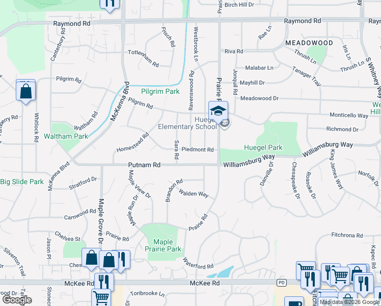 map of restaurants, bars, coffee shops, grocery stores, and more near 6302 Putnam Road in Madison