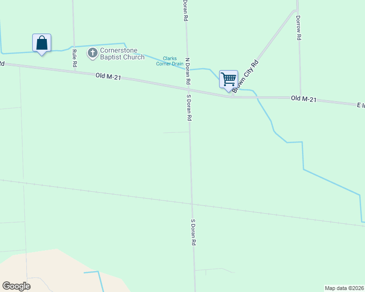 map of restaurants, bars, coffee shops, grocery stores, and more near 124 South Doran Road in Imlay City