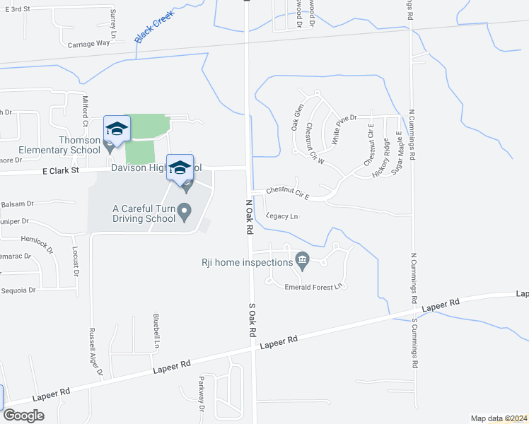 map of restaurants, bars, coffee shops, grocery stores, and more near 11018 Legacy Lane in Davison