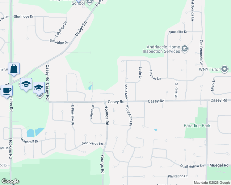 map of restaurants, bars, coffee shops, grocery stores, and more near 84 Stonebridge Drive in East Amherst