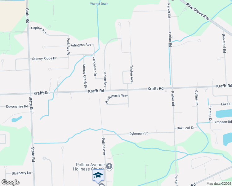 map of restaurants, bars, coffee shops, grocery stores, and more near 3694 Krafft Road in Fort Gratiot Township