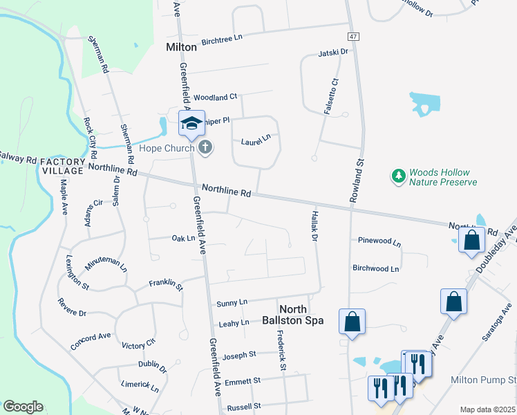 map of restaurants, bars, coffee shops, grocery stores, and more near 331 Northline Road in Ballston Spa