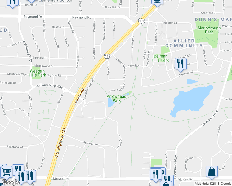 map of restaurants, bars, coffee shops, grocery stores, and more near 2424 Chalet Gardens Court in Fitchburg
