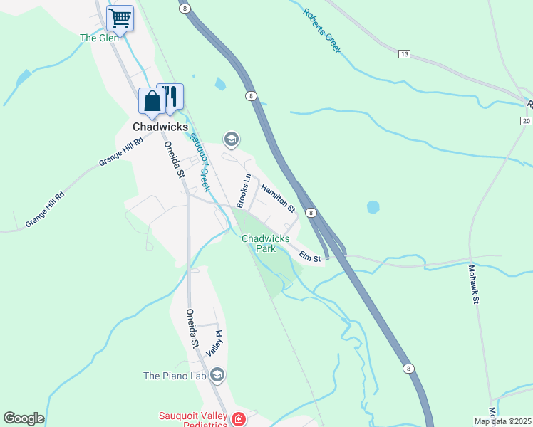 map of restaurants, bars, coffee shops, grocery stores, and more near 3336 38 Church Street in Chadwicks