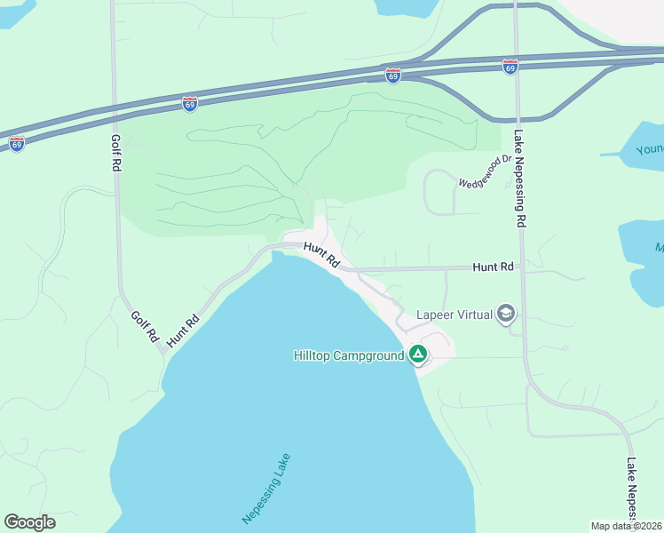 map of restaurants, bars, coffee shops, grocery stores, and more near 3722 Hunt Road in Lapeer