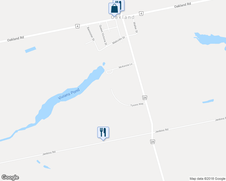 map of restaurants, bars, coffee shops, grocery stores, and more near 5 Tysons Way in Brant