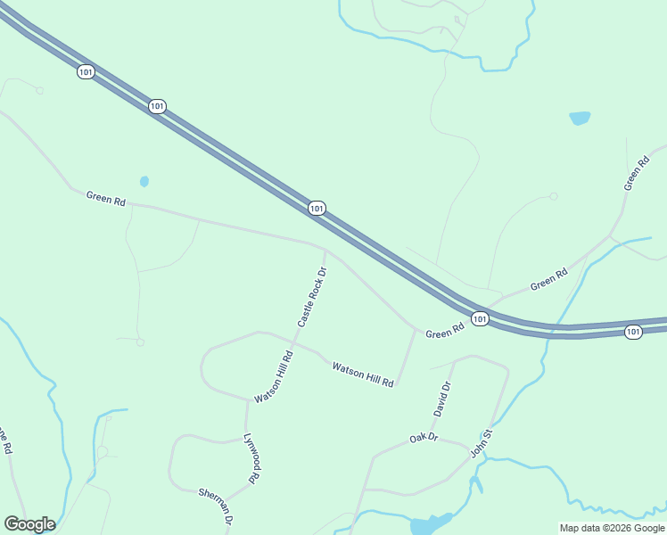 map of restaurants, bars, coffee shops, grocery stores, and more near 126 Green Road in Raymond