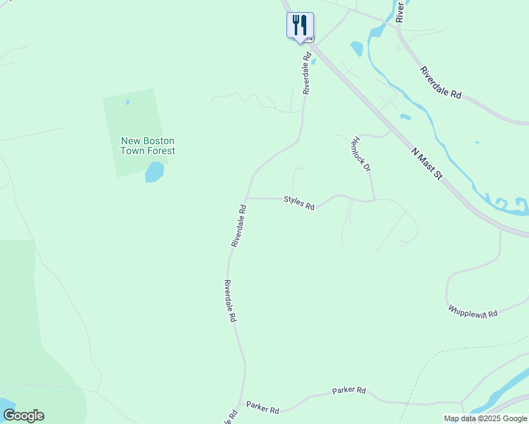 map of restaurants, bars, coffee shops, grocery stores, and more near 14 Styles Road in New Boston