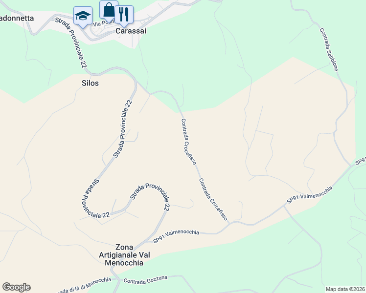 map of restaurants, bars, coffee shops, grocery stores, and more near 20 Contrada Crocefisso in Provincia di Ascoli Piceno