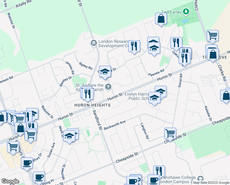 map of restaurants, bars, coffee shops, grocery stores, and more near 6 Fallons Lane in London
