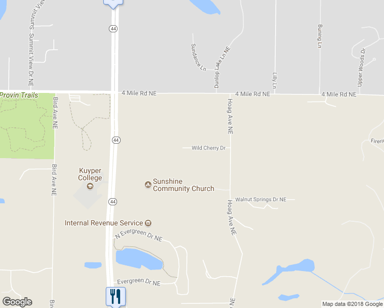 map of restaurants, bars, coffee shops, grocery stores, and more near 3423 Hoag Avenue Northeast in Grand Rapids