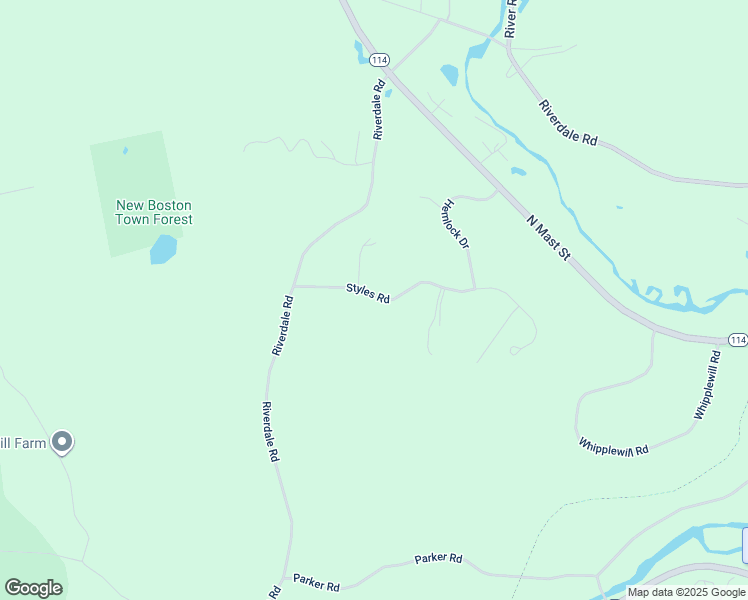 map of restaurants, bars, coffee shops, grocery stores, and more near 36 Styles Road in New Boston