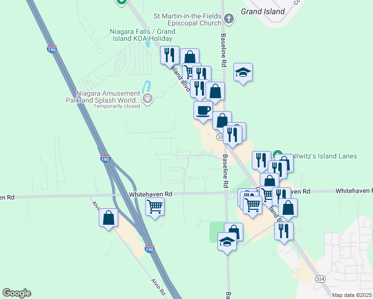 map of restaurants, bars, coffee shops, grocery stores, and more near 2081 Town Hall Terrace in Grand Island
