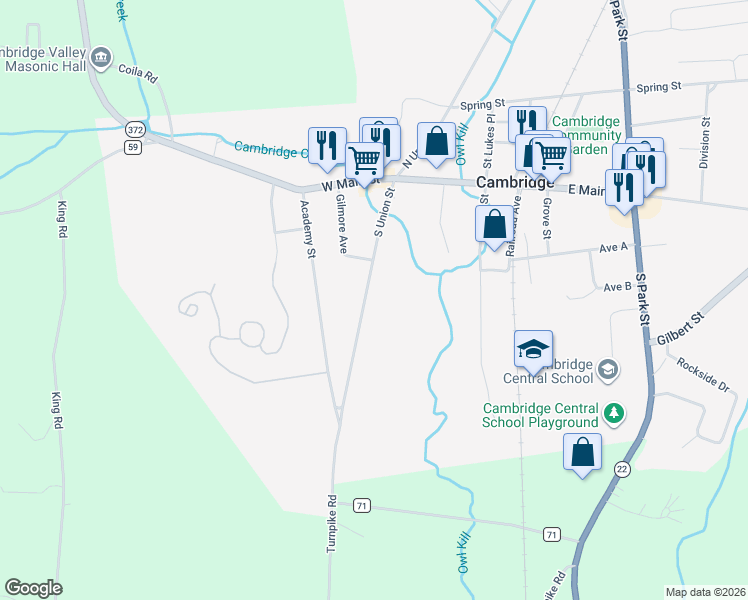 map of restaurants, bars, coffee shops, grocery stores, and more near 27 S Union St in Cambridge