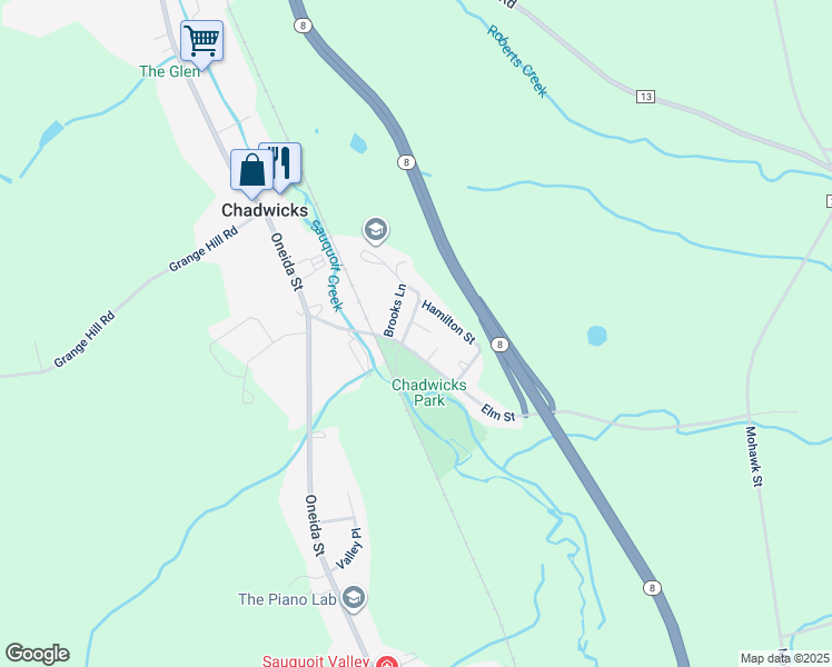map of restaurants, bars, coffee shops, grocery stores, and more near 3336 38 Church Street in Chadwicks